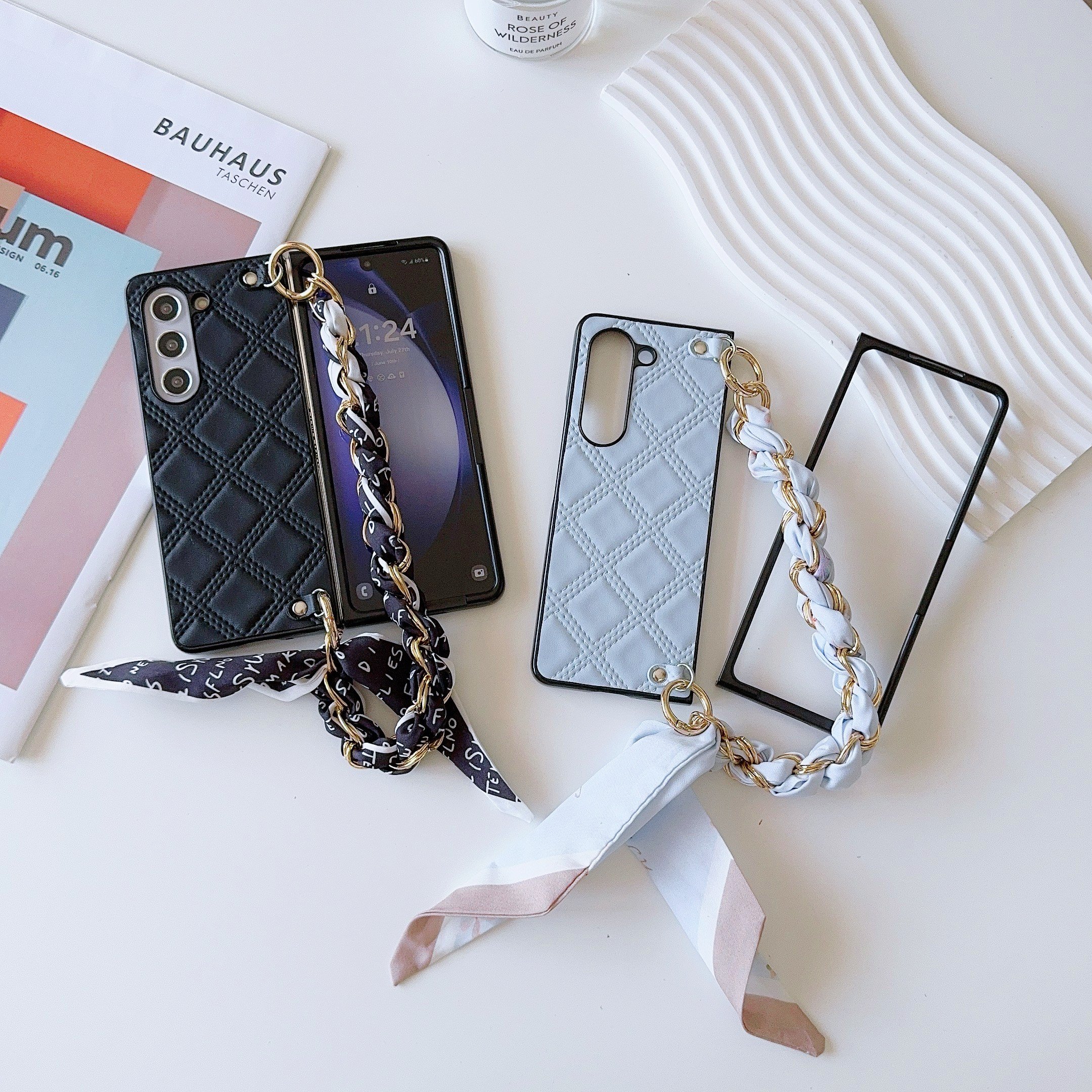 Hot Selling High-End Leather Phone Case Lanyard Scarf Bracelet Compatible For Samsung Galaxy Z Fold 6 vivo XFold Xiaomi Fold 2 3
