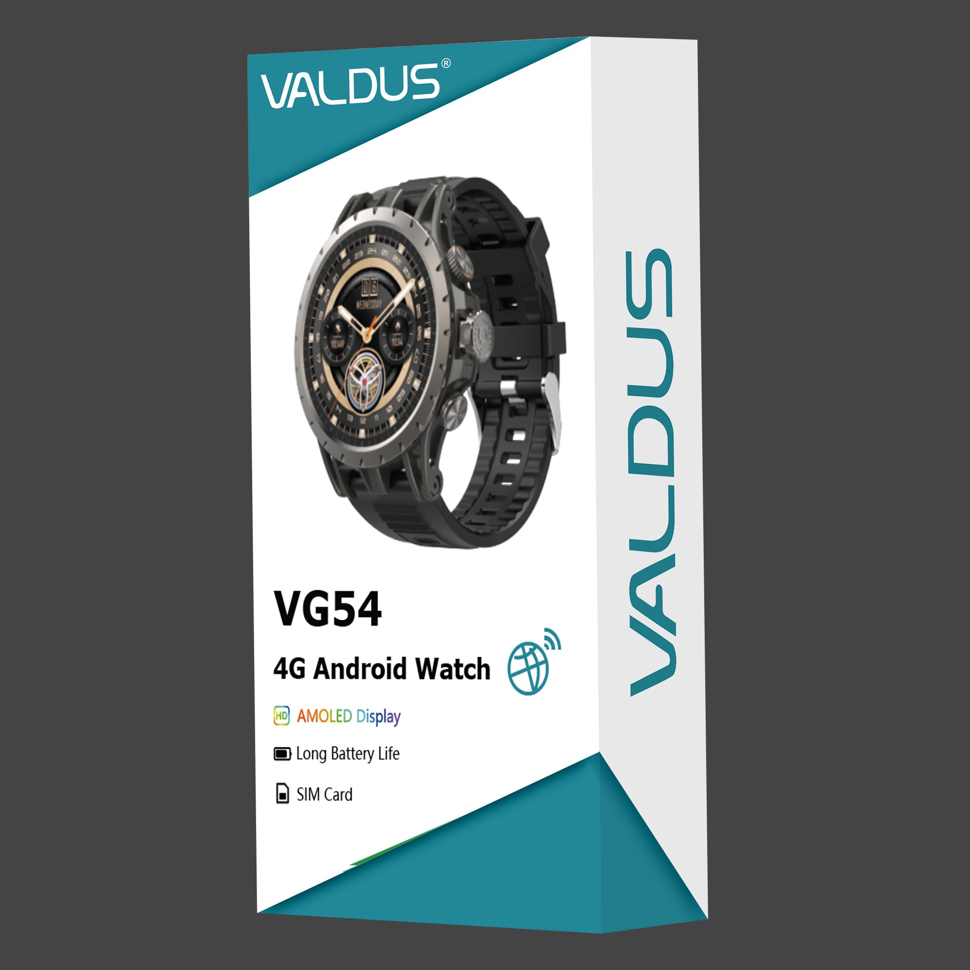 VALDUS Strap 750mAh Long Battery Life 200W Single Camera Waterproof Smartwatch GPS Android 8.1 Mobile 4G Series VG54 Smart Watch