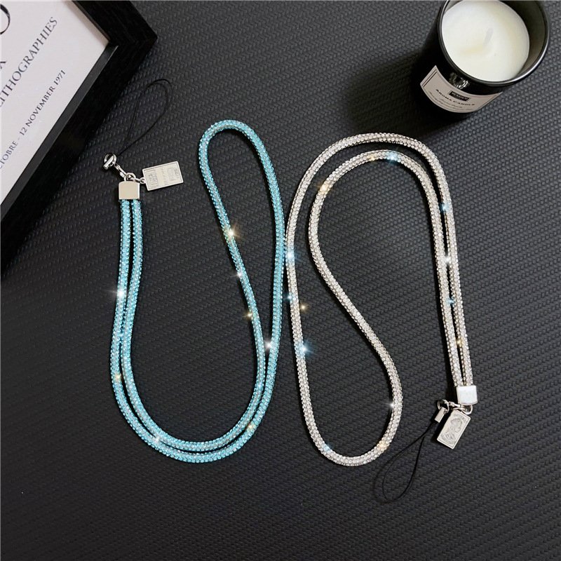 Newest Neck Hanging Long Lanyard Diamond Hanging Cord Mobile Phone Chain Nylon Anti-lost Cell Phone Strap Phone Case DIY