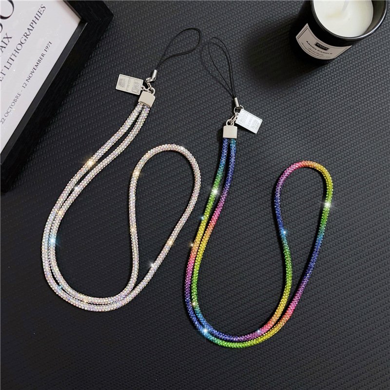 Newest Neck Hanging Long Lanyard Diamond Hanging Cord Mobile Phone Chain Nylon Anti-lost Cell Phone Strap Phone Case DIY