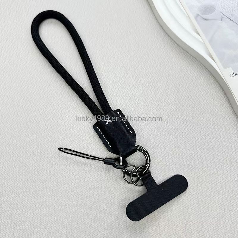 Portable Short Leather Thick Braided Anti-lost Wrist Rope Mobile Phone Lanyard