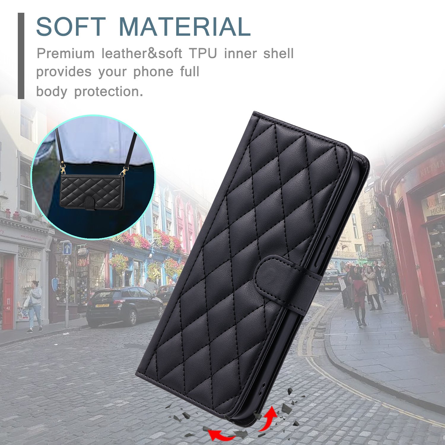 for iphone 16 15 14 13 12 11 case Card Holder Wristlet Flip Wallet leather fold Shockproof Lanyard mobile phone case