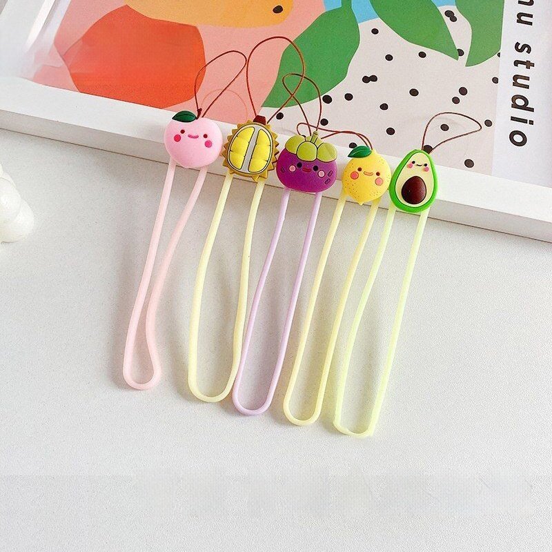 Cute Flower Fruit Colored Soft Silicone Smart Phone Strap Universal Mobile Phone Wristband Cartoon Cell Phone Lanyard