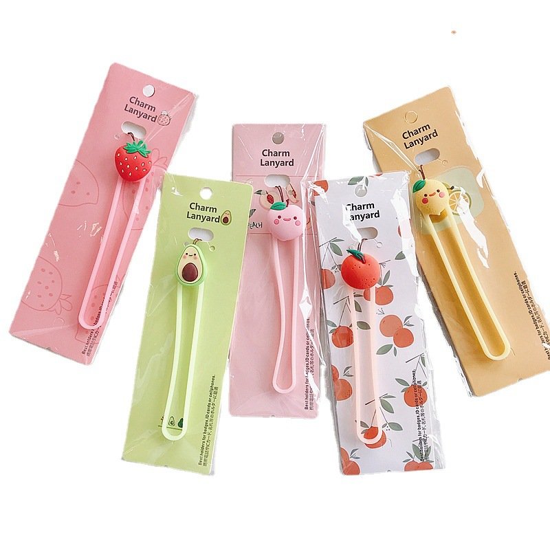 Cute Flower Fruit Colored Soft Silicone Smart Phone Strap Universal Mobile Phone Wristband Cartoon Cell Phone Lanyard