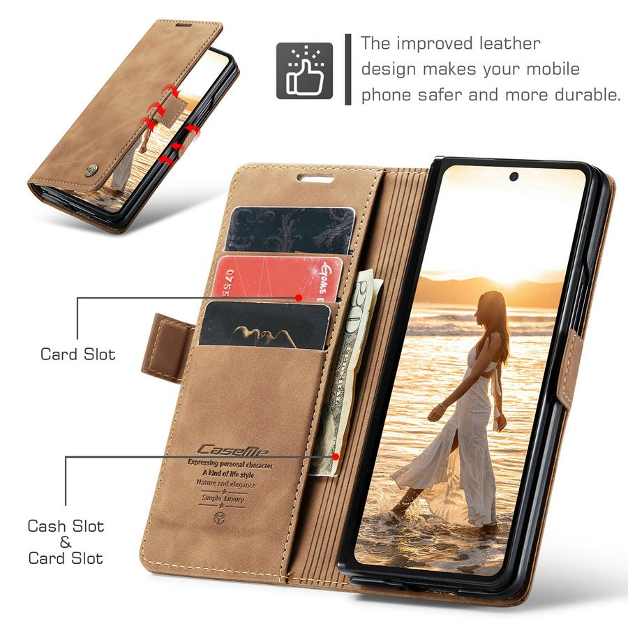 CaseMe Mobile Phone Cases for Samsung Z Fold 6 Wallet Case Leather Luxury Leather Flip Card Cover for Samsung Z Fold 6 5 4 Case