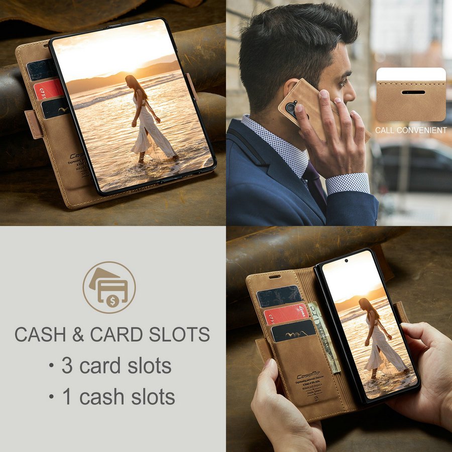 CaseMe Mobile Phone Cases for Samsung Z Fold 6 Wallet Case Leather Luxury Leather Flip Card Cover for Samsung Z Fold 6 5 4 Case