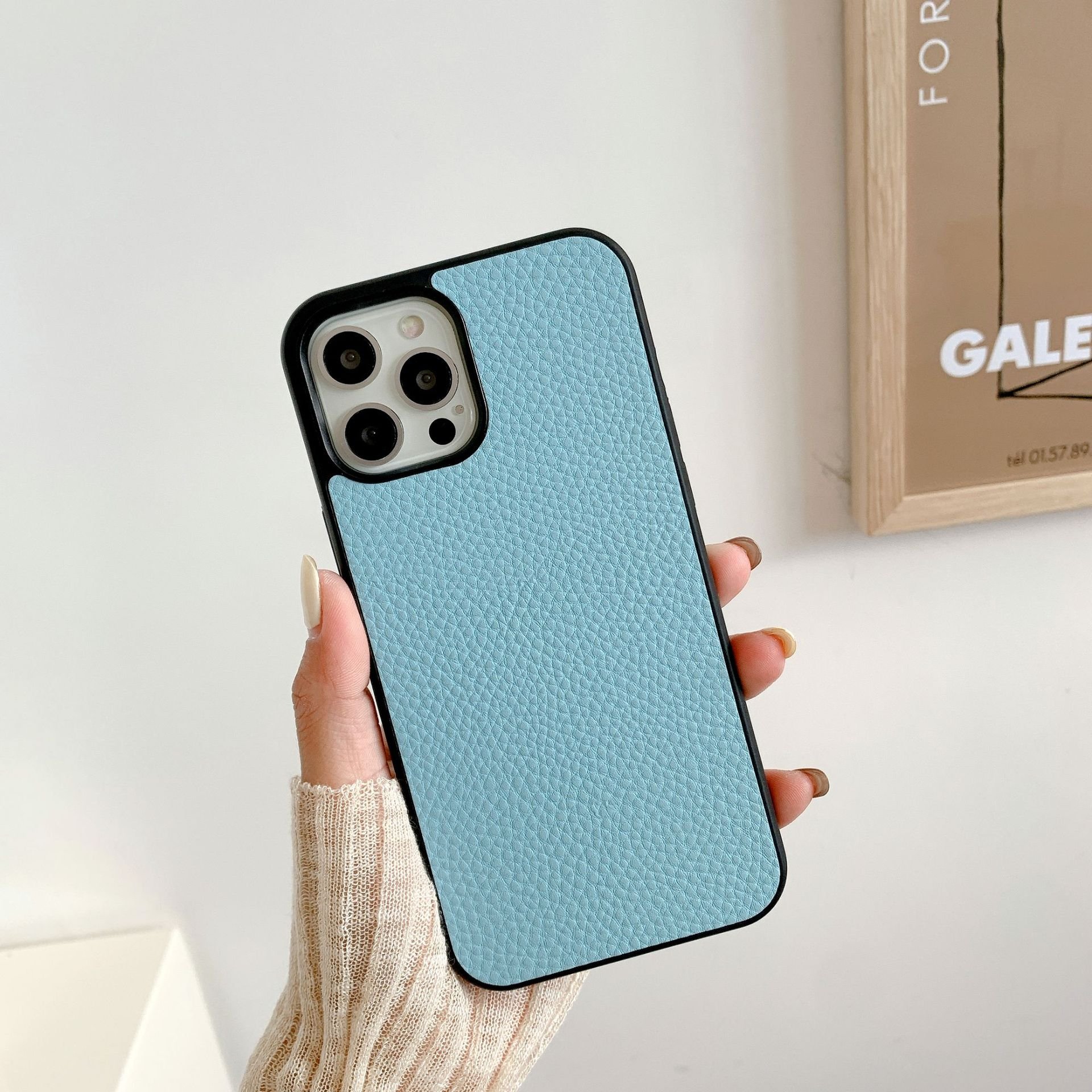 Personalise Lychee Texture Leather Phone Case Letter Name Pattern Designer Phone Case For iPhone 16pro max 15pro 14 13