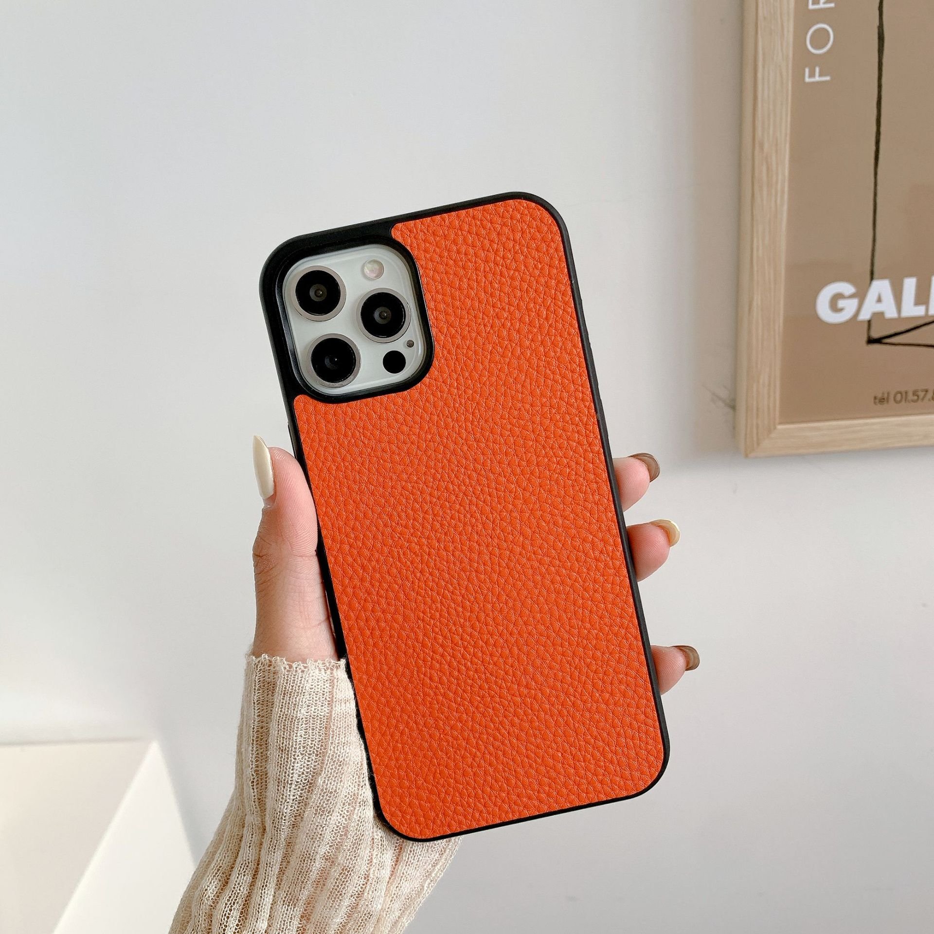 Personalise Lychee Texture Leather Phone Case Letter Name Pattern Designer Phone Case For iPhone 16pro max 15pro 14 13