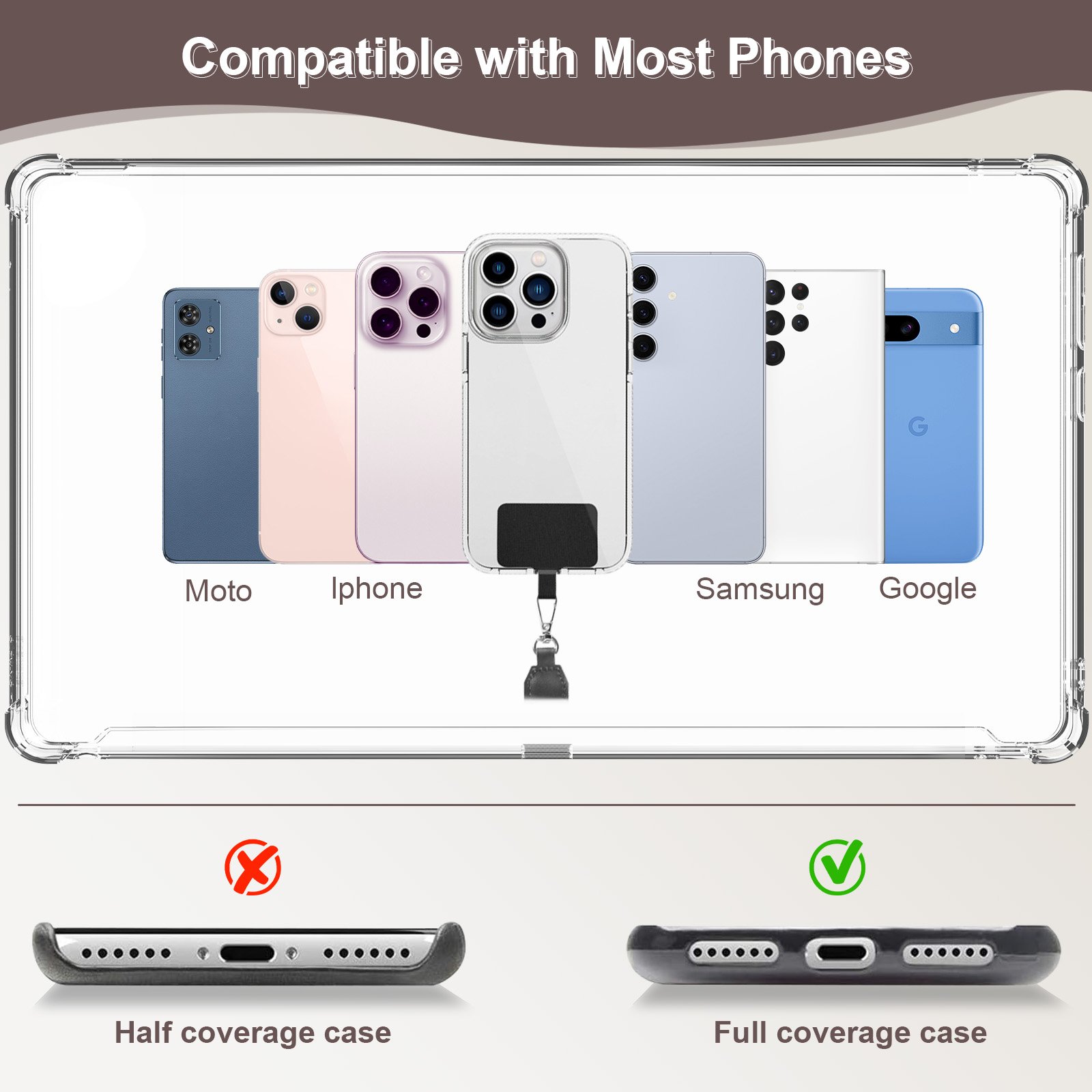 New Phone Strap Portable Phone Case Small Zippered Purse Detachable Crossbody Strap For Mobile Phones