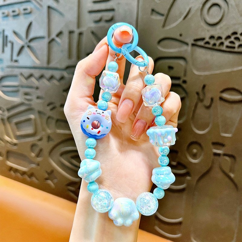 Creative Cartoon Animal Donut Beaded Mobile Phone Chain Keychain Pendant Car Key Chain Pendant