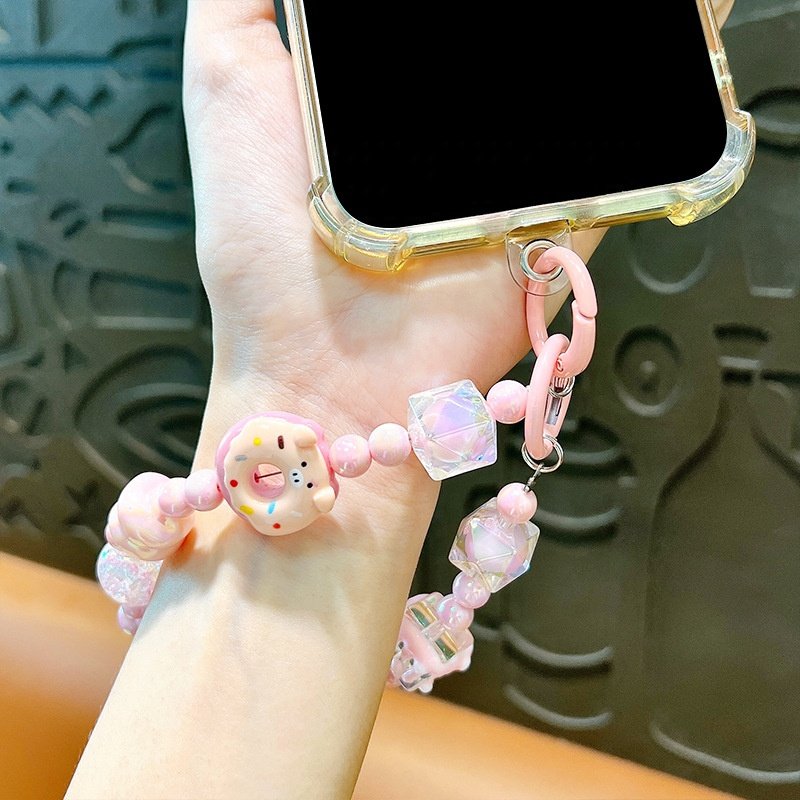 Creative Cartoon Animal Donut Beaded Mobile Phone Chain Keychain Pendant Car Key Chain Pendant
