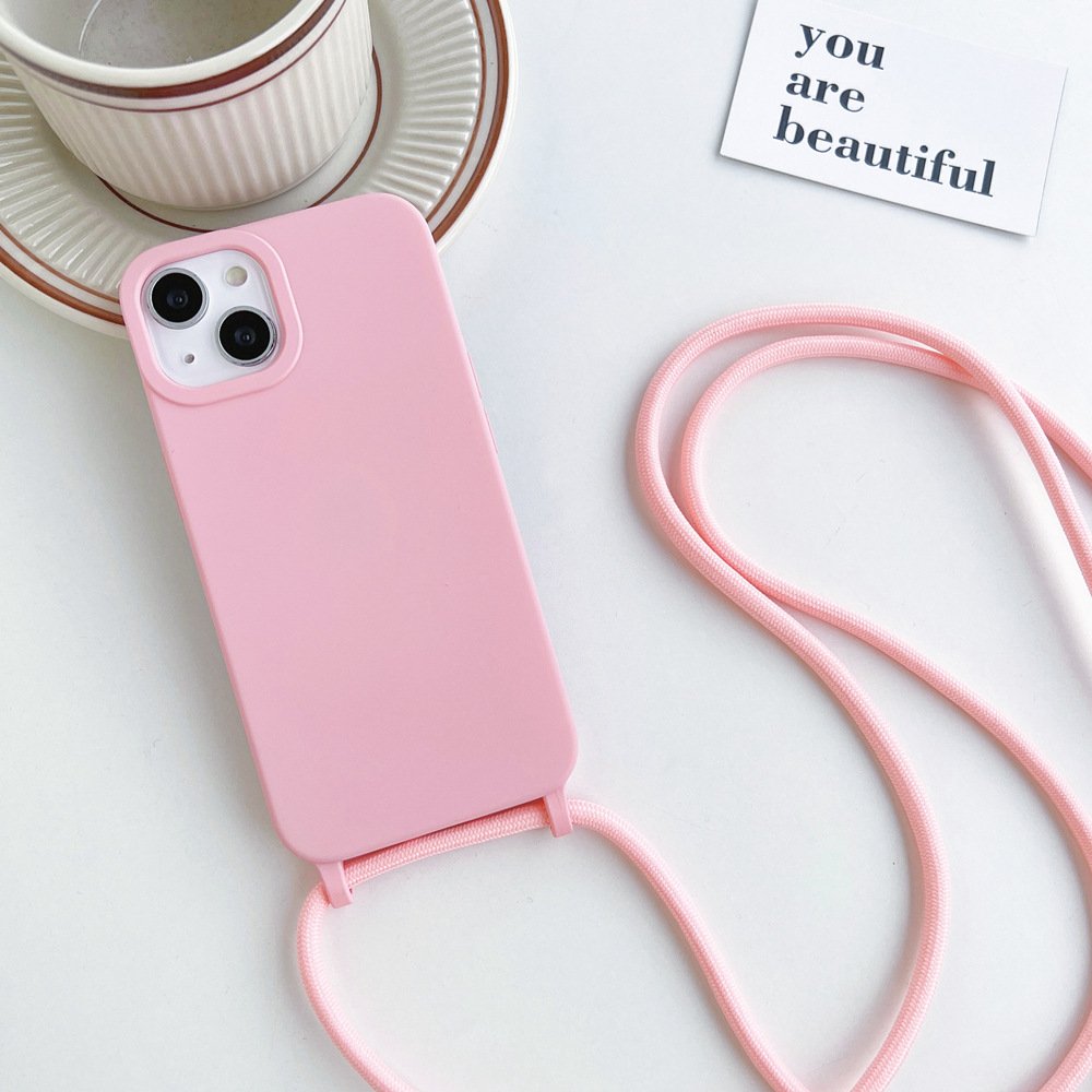 crossbody lanyard silicone soft mobile cell phone mobile back cover for iphone 15 14 13 12 11 xr with chain lanyard