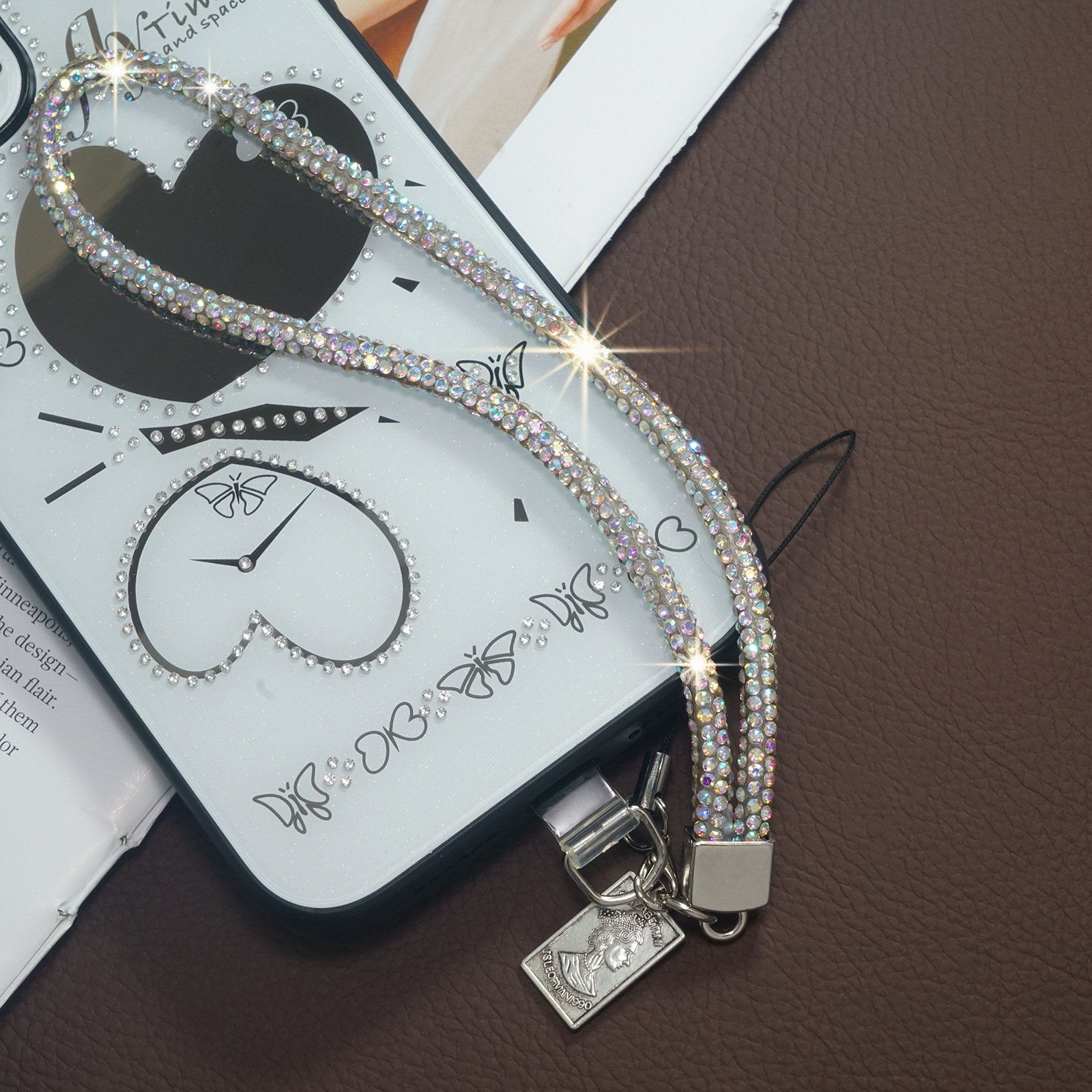 New Mobile Phone Lanyard Wrist Chain Luxury Rhinestone Hanging Chain High-End Short Diamond-Encrusted Bracelet Anti-Lost Metal