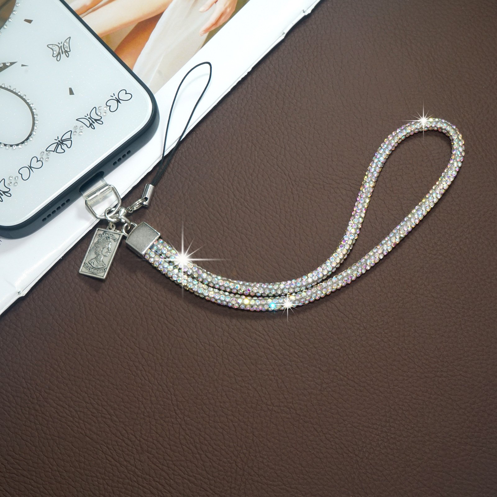 New Mobile Phone Lanyard Wrist Chain Luxury Rhinestone Hanging Chain High-End Short Diamond-Encrusted Bracelet Anti-Lost Metal