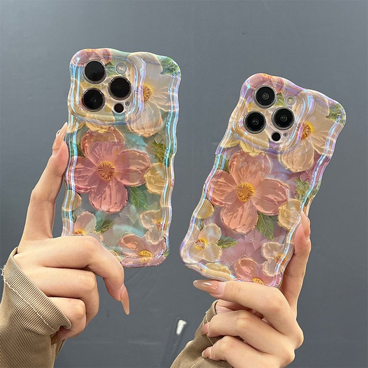 Honatop Ins design wave flower design for iphone11 12 13 14 15 pro max case hot products 2024 phone case for iphone 14 pro max