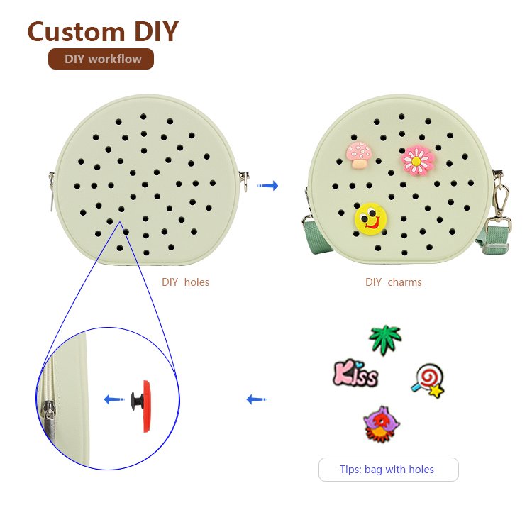 2024 New Customised Logo Crossbody Bag Hole Silicone Shoulder Bag