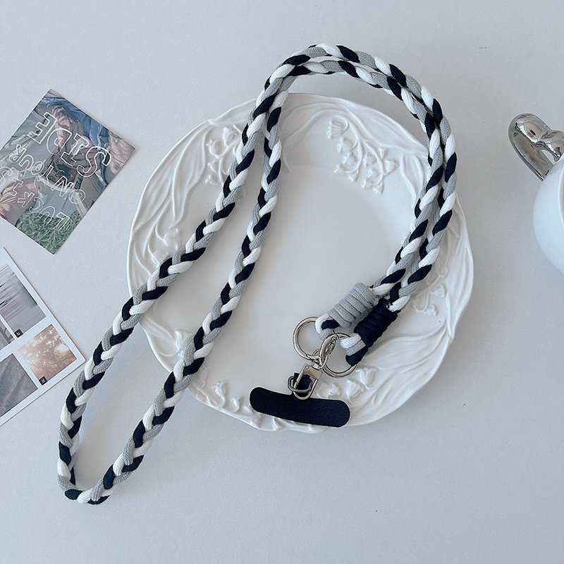 Mobile phone lanyard neck wear strap wide webbing keychain rope with phone tether patch multi-color