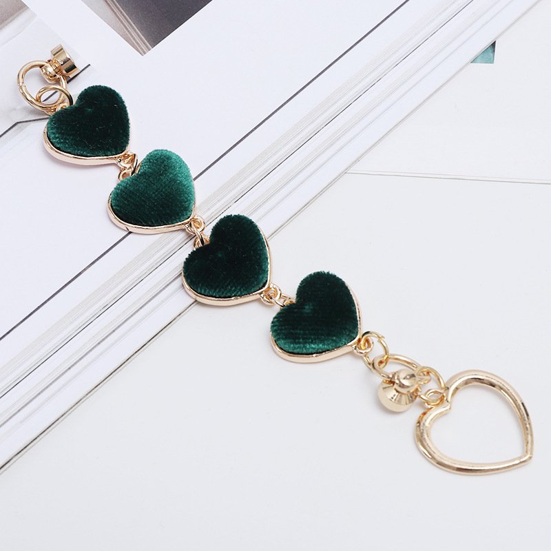 Popular Customized Metal Heart Fur Lanyard Cord String Strap Universal Mobile Charm Hook Cell Phone Charms Beads