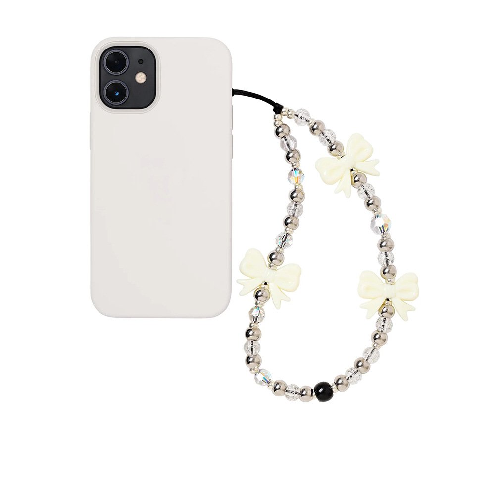 Y2k Korean Acrylic Cute Bow Beaded Phone Strap Bracelet Phone Case Lanyard Charm Bead Wrist Rope Accessories Keychain Girl Women
