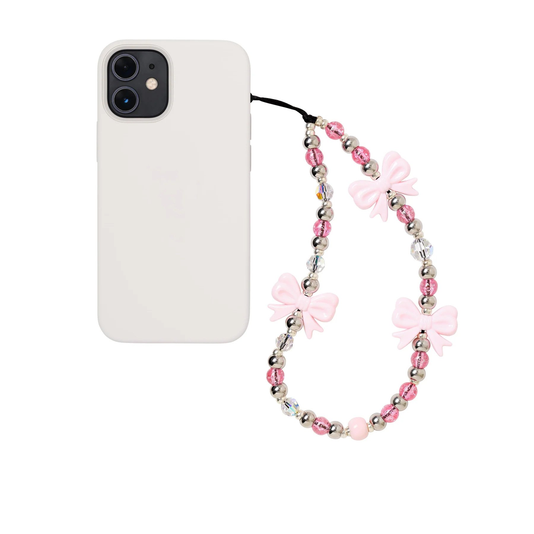 Y2k Korean Acrylic Cute Bow Beaded Phone Strap Bracelet Phone Case Lanyard Charm Bead Wrist Rope Accessories Keychain Girl Women