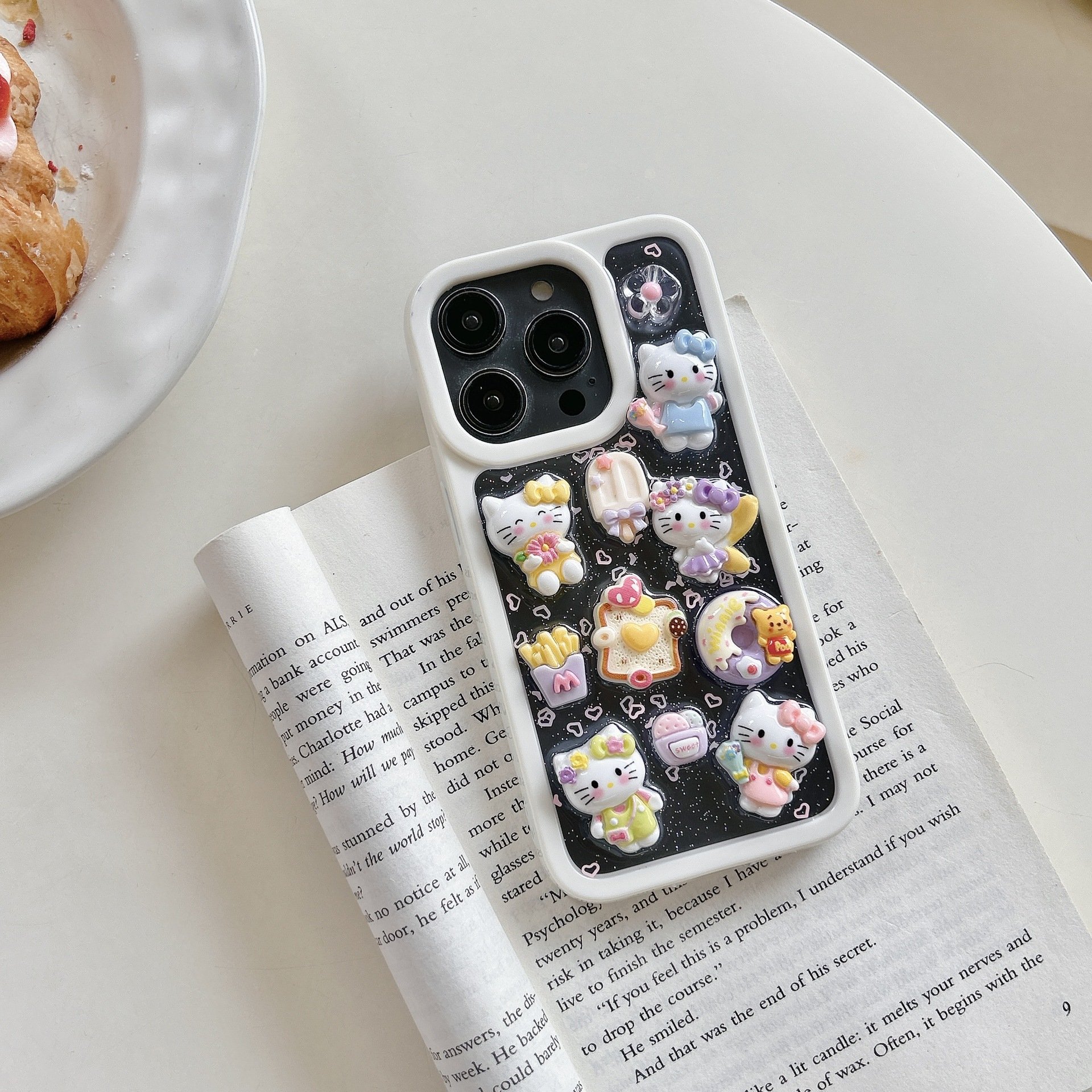 Ins Style Cartoon Sweet Girl Kt Cat Phone Case for Iphone 15 14 13 12 Fit 11 Pro Max Phone Cover HelloKitty drop glue for iPhone