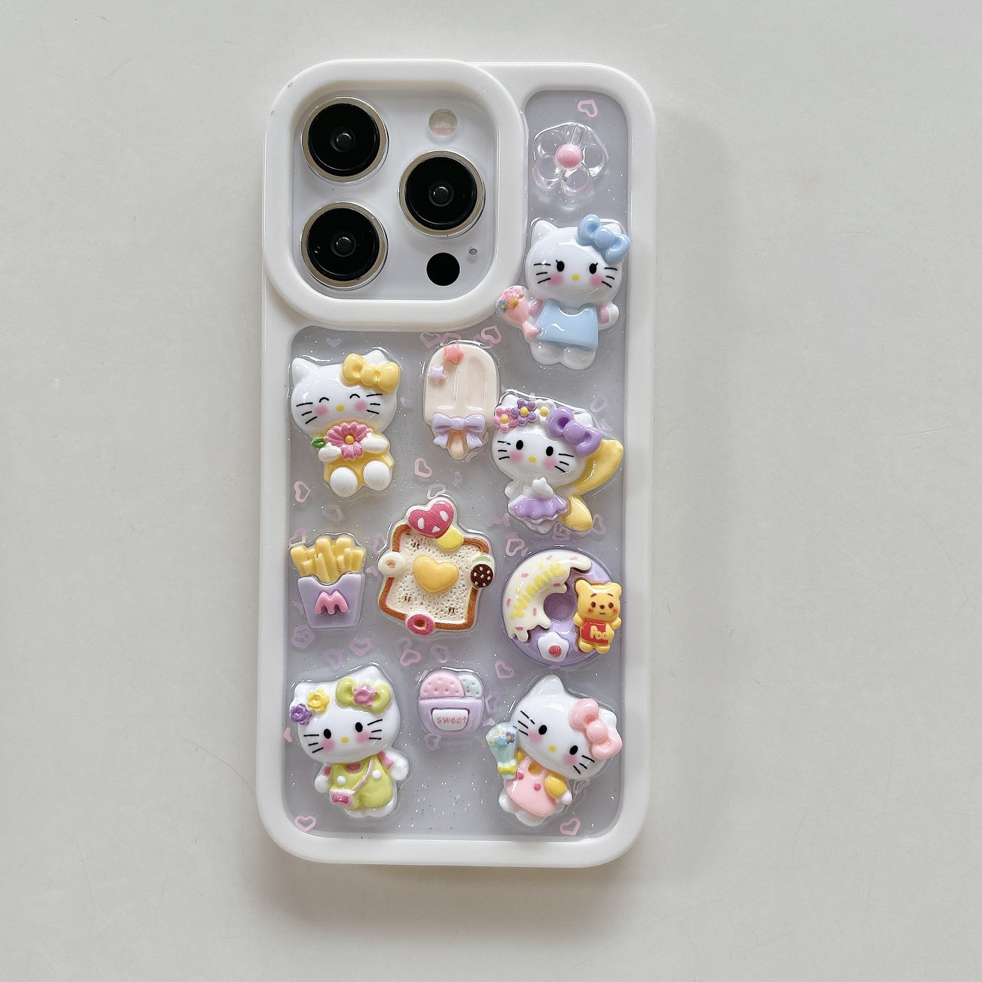 Ins Style Cartoon Sweet Girl Kt Cat Phone Case for Iphone 15 14 13 12 Fit 11 Pro Max Phone Cover HelloKitty drop glue for iPhone
