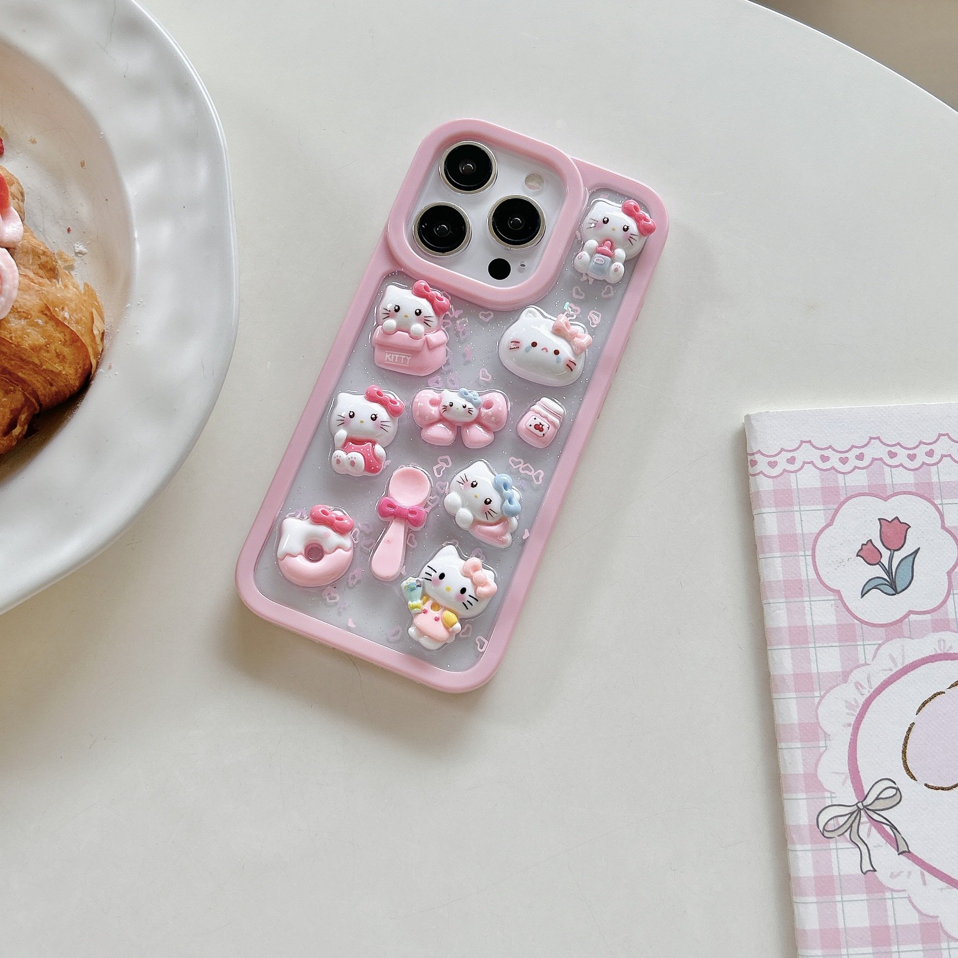 Ins Style Cartoon Sweet Girl Kt Cat Phone Case for Iphone 15 14 13 12 Fit 11 Pro Max Phone Cover HelloKitty drop glue for iPhone