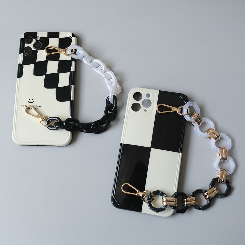 Manual Phone Case Chain Charm Strap Detachable Decoration Fashion Black White 30cm Short Acrylic Chain DIY Phone Accessories