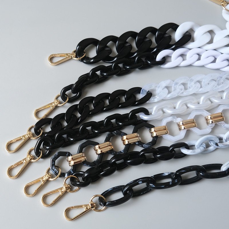 Manual Phone Case Chain Charm Strap Detachable Decoration Fashion Black White 30cm Short Acrylic Chain DIY Phone Accessories