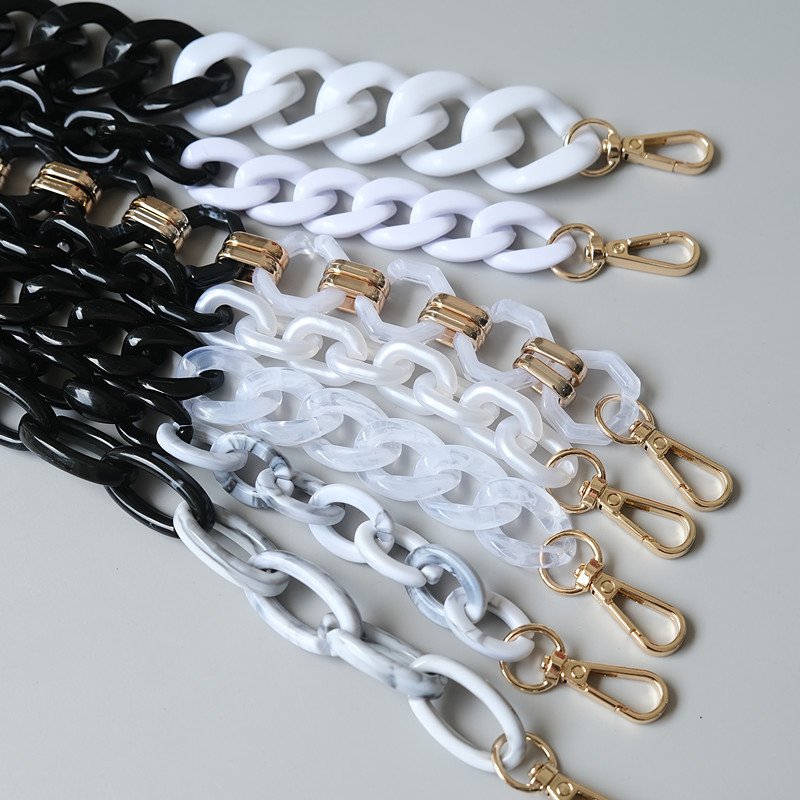 Manual Phone Case Chain Charm Strap Detachable Decoration Fashion Black White 30cm Short Acrylic Chain DIY Phone Accessories