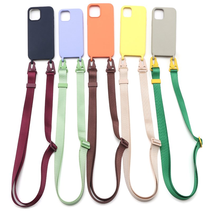 2024 Customized Colorful Phone Accessories Shoulder Strap Polyester Phone Lanyard Mobile Phone Straps with Metal Snap Hooks