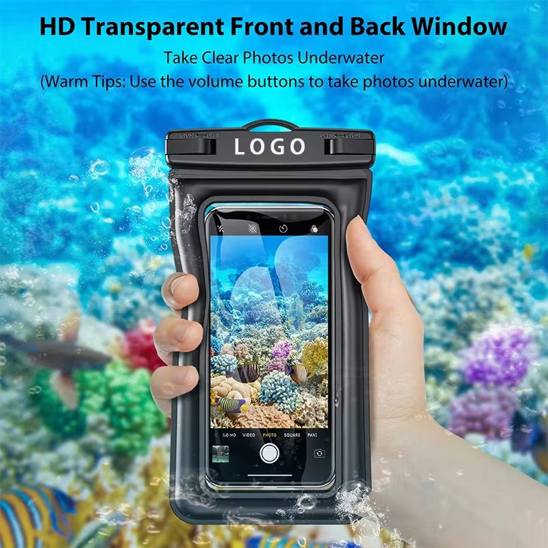 Customized Logo IPX8 Swim PVC Waterproof Cell Mobile Phone Bag Pouch Universal floating diving Waterproof Phone case