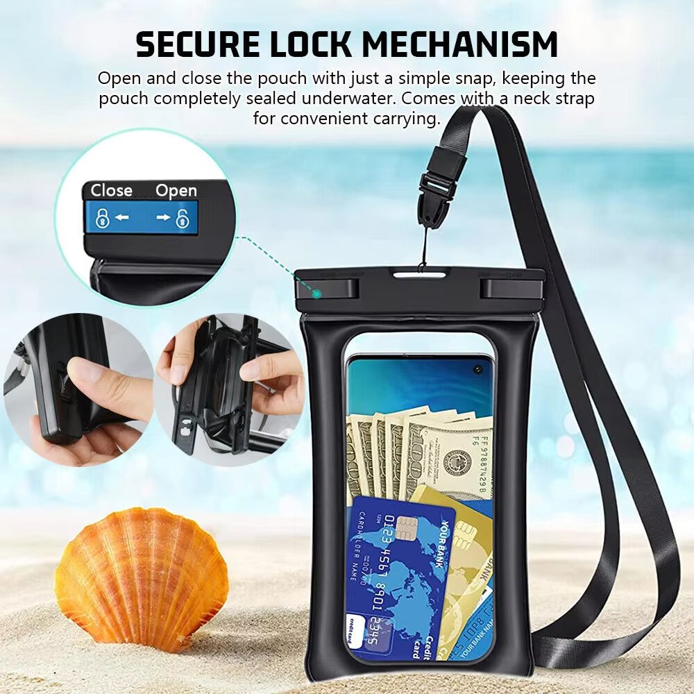 Customized Logo IPX8 Swim PVC Waterproof Cell Mobile Phone Bag Pouch Universal floating diving Waterproof Phone case