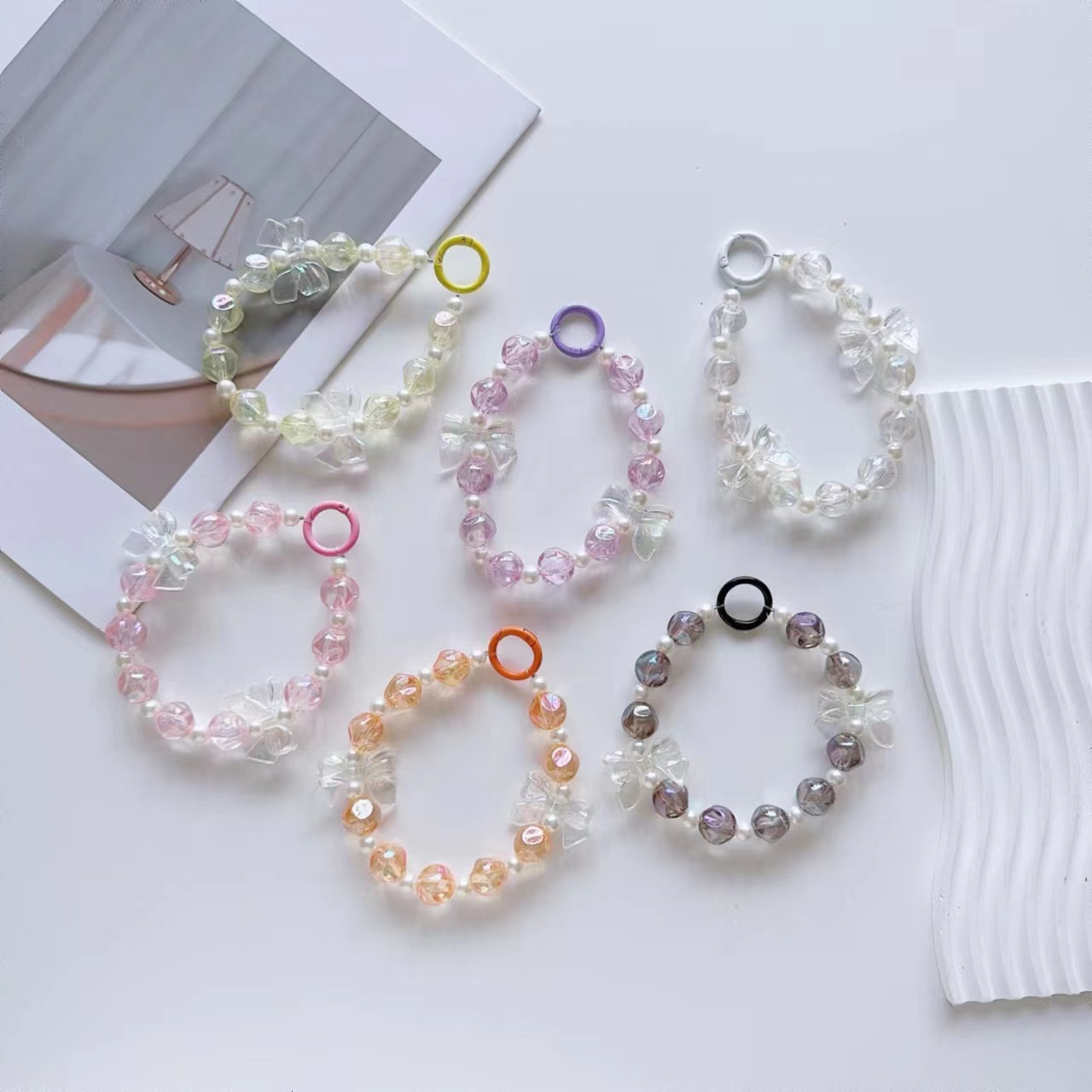 Hot Sale Colorful Beaded Chains Phone Strap Lanyard Crystal Beads For Girl Mobile Phones Case Chain