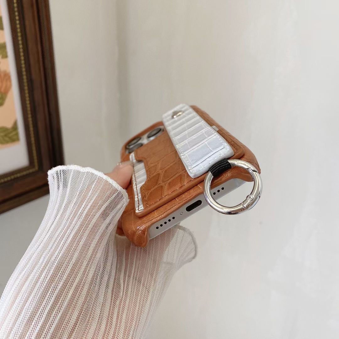 New Luxury for Iphone 13 15 Pro Max Mobile Cell Phone Cover Crocodile Card Holder with Strap Artificial Pu Leather Phone Case