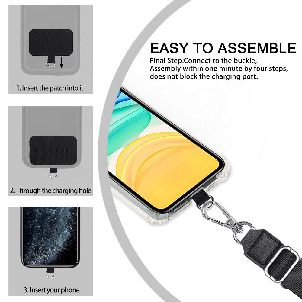 Amazon adjustable and detachable Polyester neck Lanyard and mobile phone safety tether phone lanyard for iPhone,Galaxy,Huawei