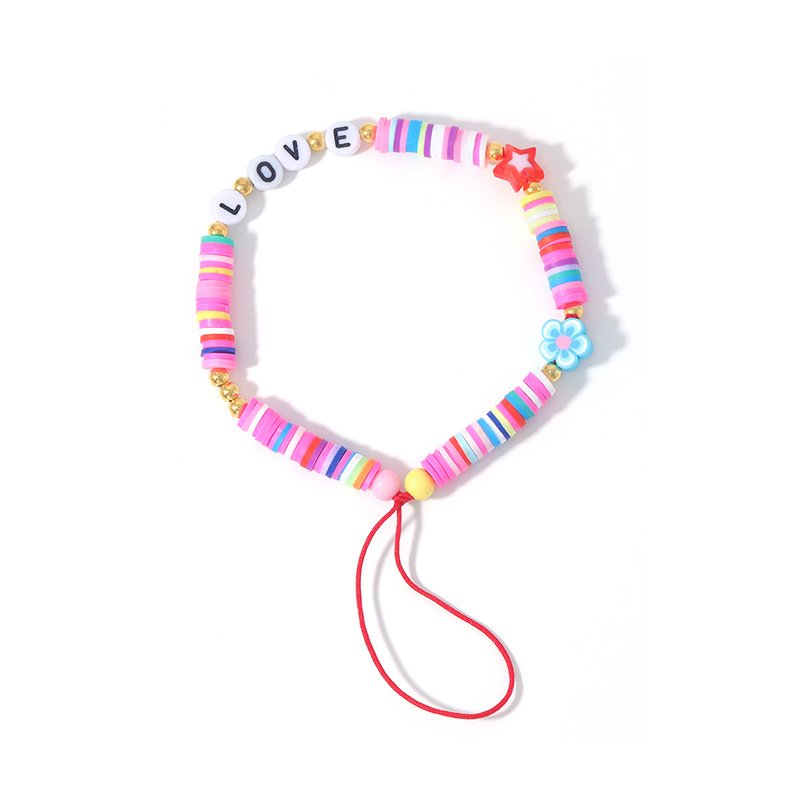 Fashion crystal beaded cute lovely mobile phone chains girls phone strap phone charms