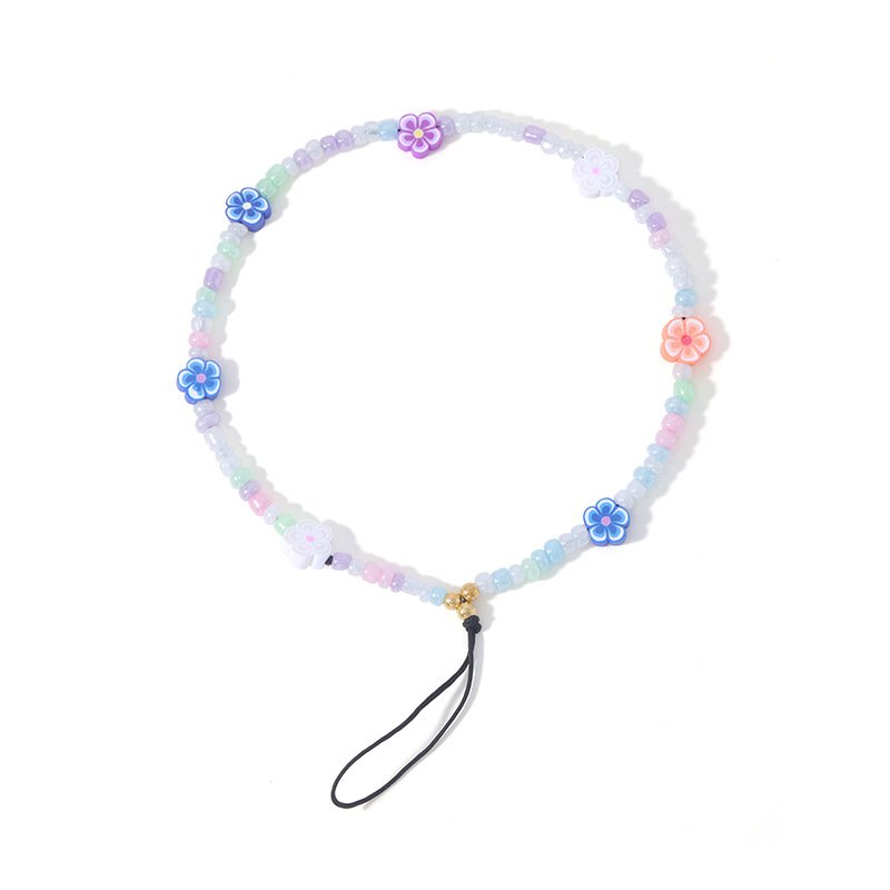 Fashion crystal beaded cute lovely mobile phone chains girls phone strap phone charms