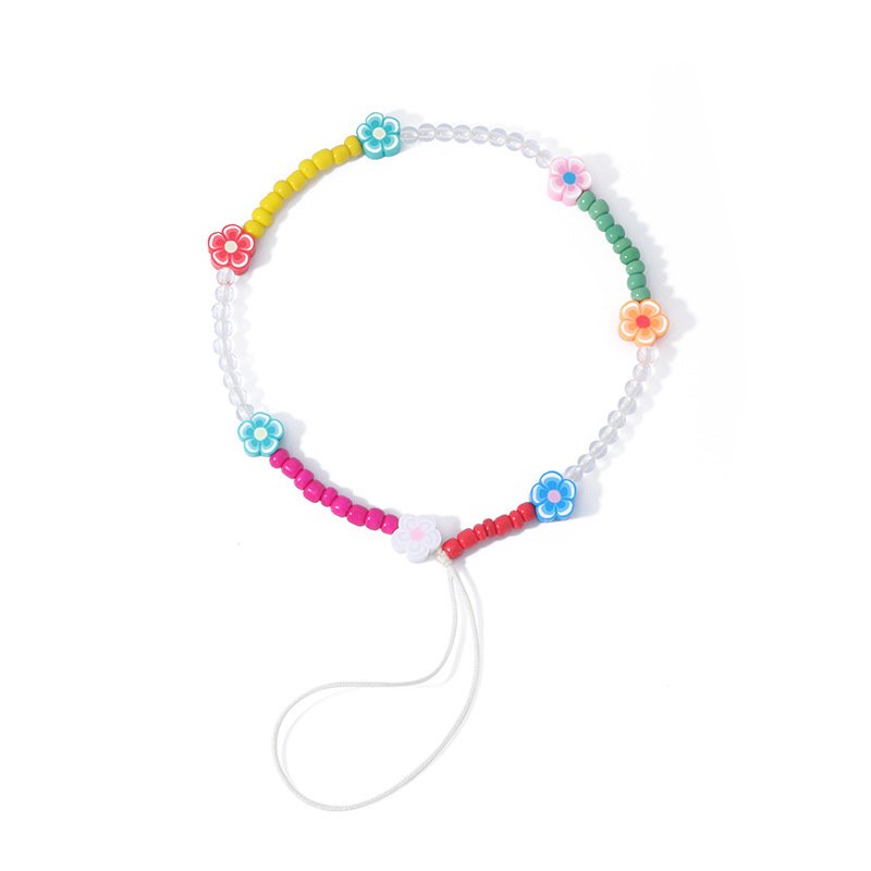 Fashion crystal beaded cute lovely mobile phone chains girls phone strap phone charms