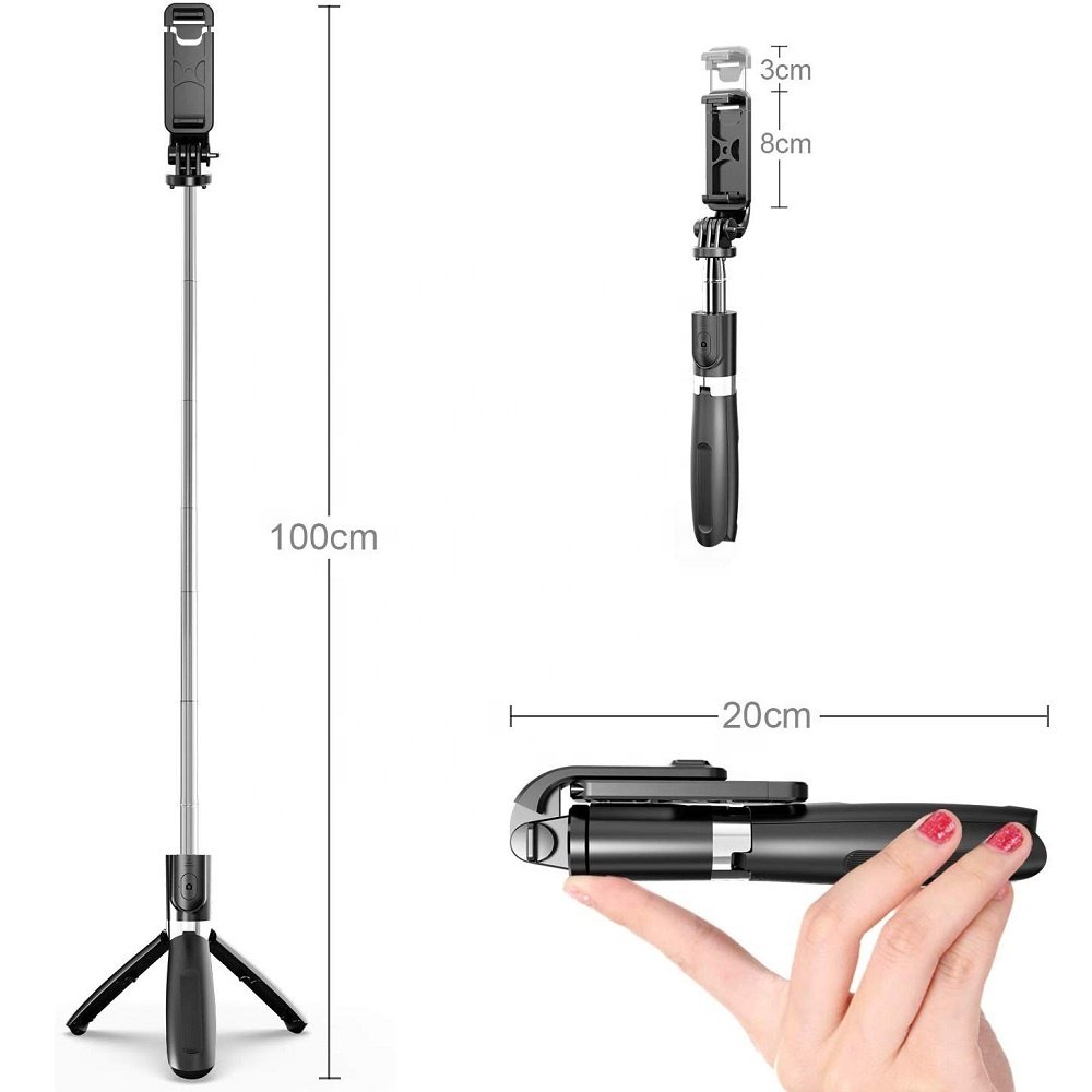 Best Seller L02 Portable 3 in 1 Wireless Mobile Phone Monopod Selfie Stick Tripod with Remote Control
