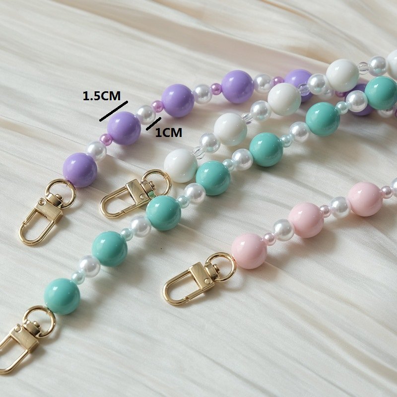 Candy Color Pearls Beaded Phone Chain Accessory Universal Hanging Necklace Bag Chain Mobile Phone Shoulder Strap Chain 120cm