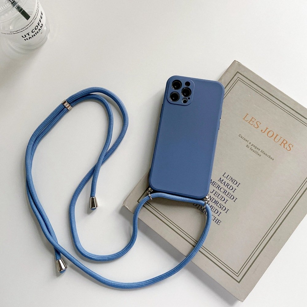 Crossbody Necklace Strap Lanyard Cord Liquid Silicone Phone Case For iphone 14 13 12 MiNi 11 Pro 15 15pro 15 pro max Cover