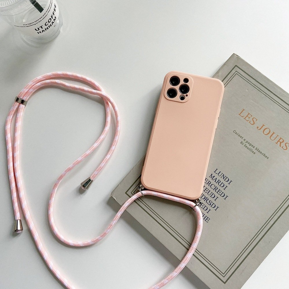 Crossbody Necklace Strap Lanyard Cord Liquid Silicone Phone Case For iphone 14 13 12 MiNi 11 Pro 15 15pro 15 pro max Cover