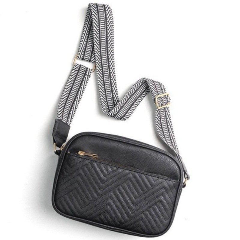 Wholesale multi-zipper small cross body bag custom logo wide shoulder strap mobile phone wallet leather shoulder bag for ladies