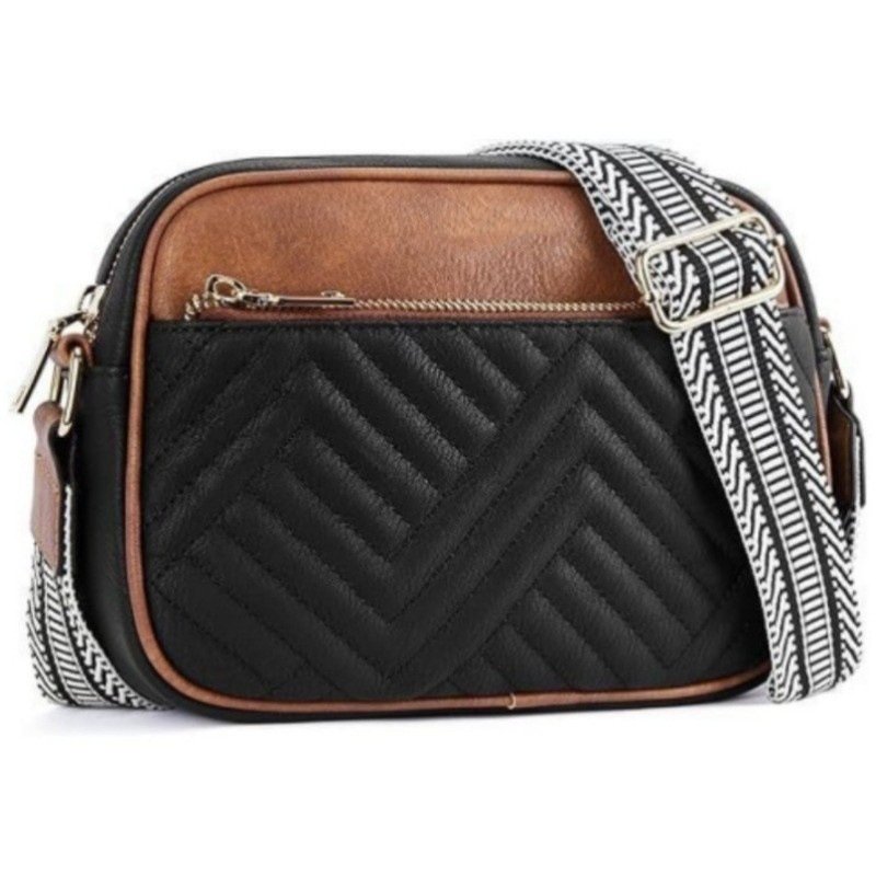 Wholesale multi-zipper small cross body bag custom logo wide shoulder strap mobile phone wallet leather shoulder bag for ladies