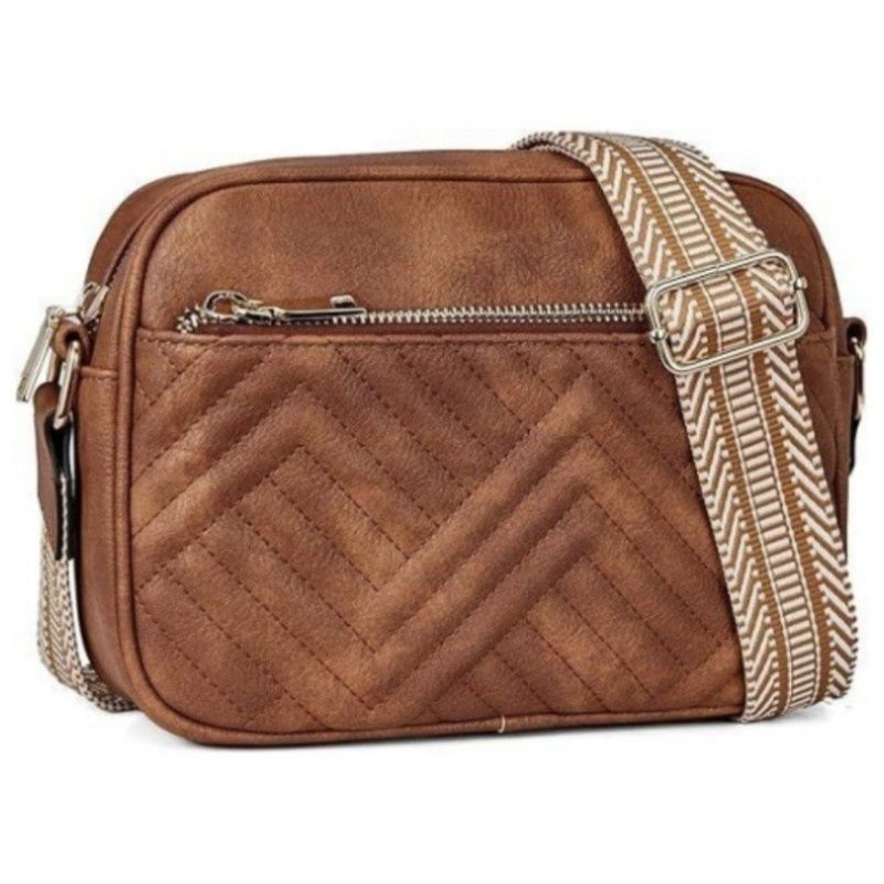 Wholesale multi-zipper small cross body bag custom logo wide shoulder strap mobile phone wallet leather shoulder bag for ladies
