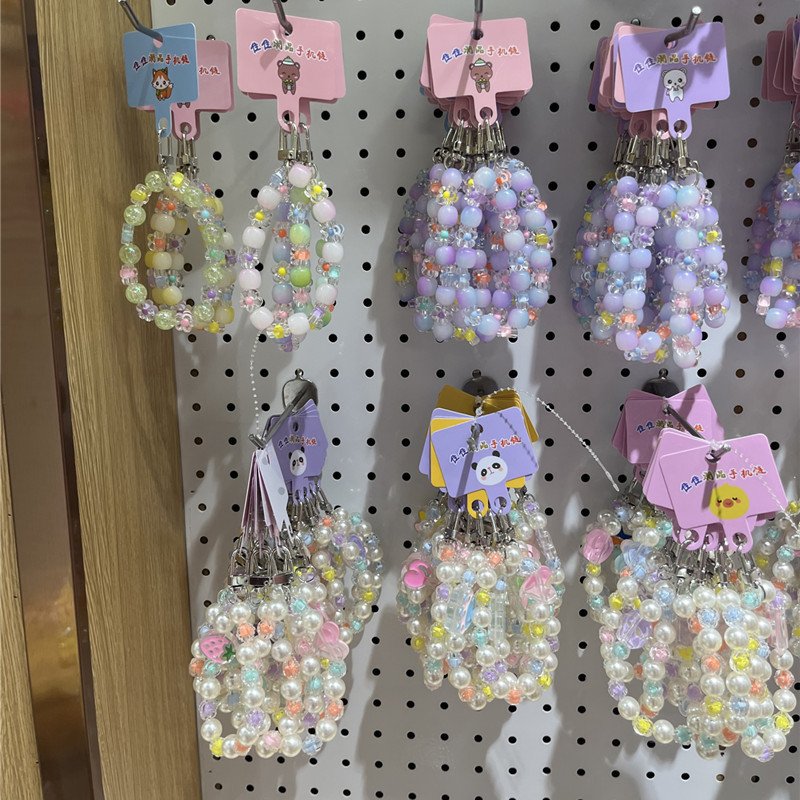 New ins mobile phone charm beaded keychain mobile phone diy ornament accessories wrist strap decorative hanging