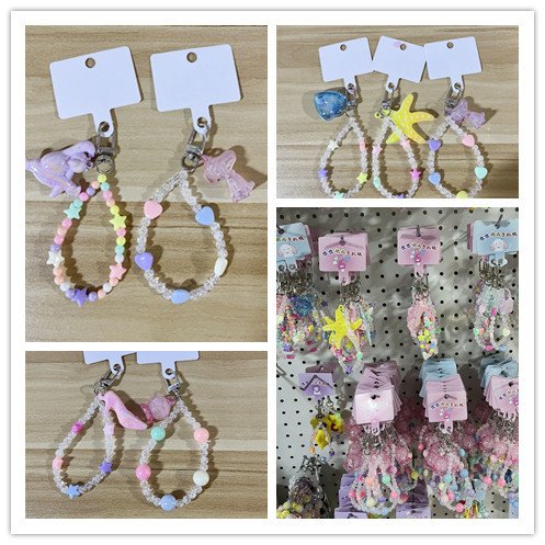 New ins mobile phone charm beaded keychain mobile phone diy ornament accessories wrist strap decorative hanging