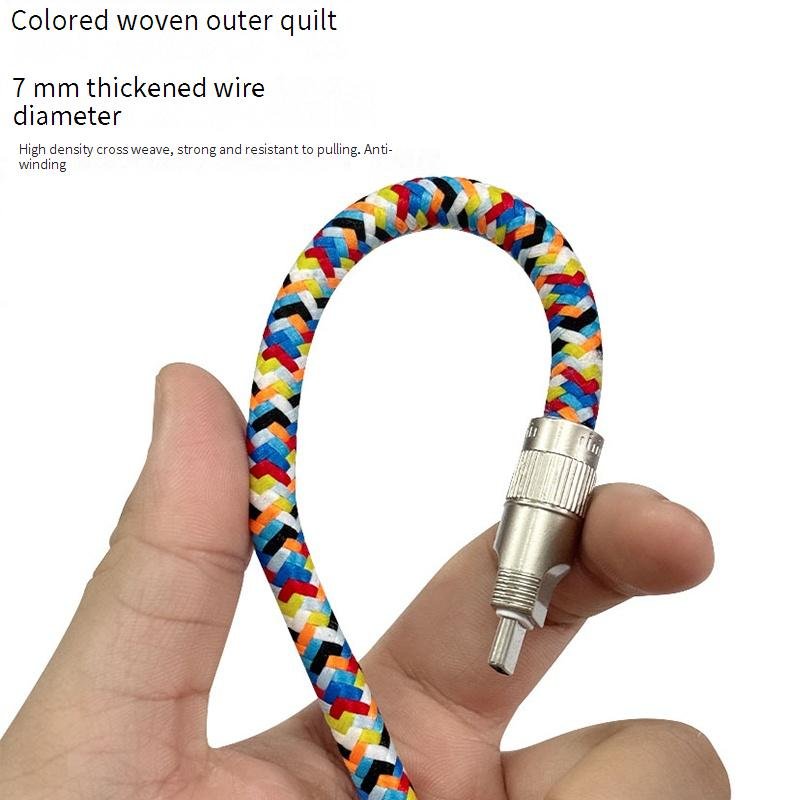 PD 60W Nylon Braided 2 in 1 USB C to Type C Charging Cable with Strap Lanyard Crossbody Mobile Phone Charging Cable