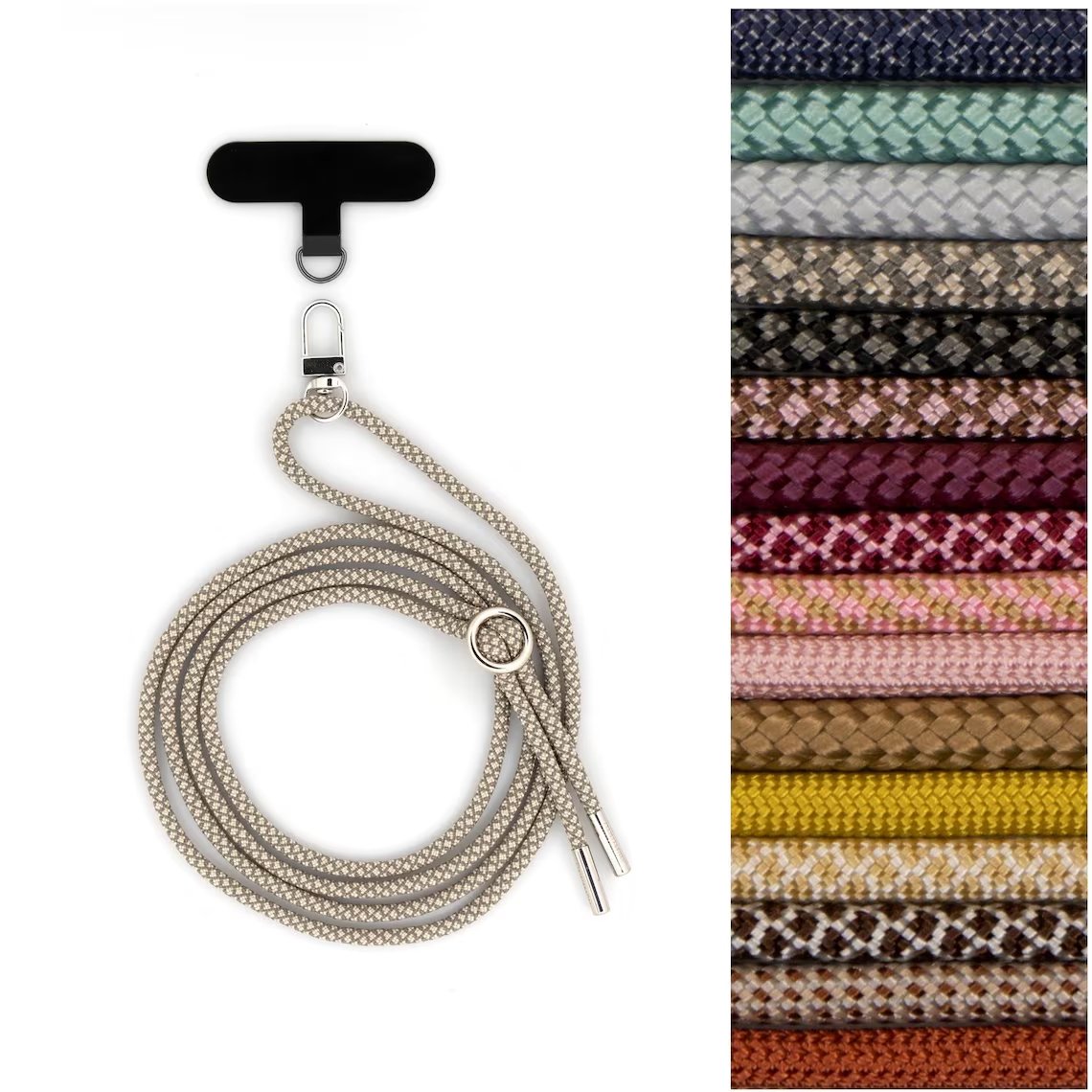 Universal Crossbody Mobile Phone Lanyard Adjustable Dacron Necklace Cell Phone Strap With Detachable Patch